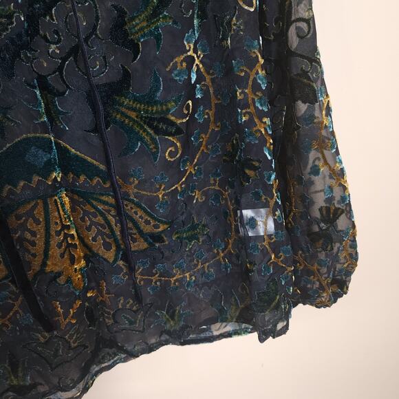 Violet + Claire Velvet Burnout Puff Sleeve Ruffle Tunic Size S - Picture 6 of 11